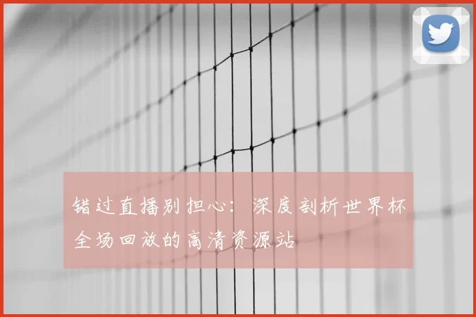 错过直播别担心:深度剖析世界杯全场回放的高清资源站